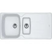 Franke spoel ANTEA AZG 651-97 in de kleur GLACIER, met excenteraansluiting, draaiknop in chroom / uitsparing 950 x 480 mm, R27 / granieten spoel