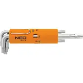 Neo Tools topex 09-514: Torx-sleutels, maten T10-T50, lange uitvoering met kogels, set van 8 stuks, rechtsdraaiend