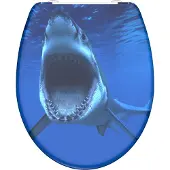 Schutte WC-Bril 82371 SHARK - Duroplast - Soft Close - Afklikbaar - RVS-Scharnieren - Belastbaar tot 175 kg - Decor - 3-zijdige Print