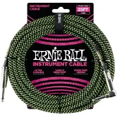 Ernie Ball 6066 25ft Straight-Angle Instrument Cable Black/Green
