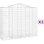 vidaXL Schanskorven 3 st gewelfd 200x50x160/180 cm ijzer