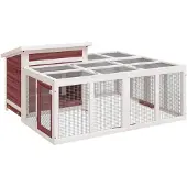 vidaXL Konijnenhok 144x123x67,5 cm massief grenenhout mokkakleurig