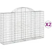 vidaXL Schanskorven 2 st gewelfd 200x30x120/140 cm ijzer