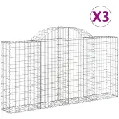 vidaXL Schanskorven 3 st gewelfd 200x30x100/120 cm ijzer