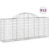vidaXL Schanskorven 12 st gewelfd 200x30x80/100 cm ijzer