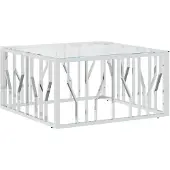 vidaXL Salontafel 80x80x40 cm roestvrij staal en glas