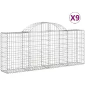 vidaXL Schanskorven 9 st gewelfd 200x30x80/100 cm gegalvaniseerd ijzer