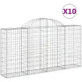 vidaXL Schanskorven 10 st gewelfd 200x30x100/120 cm ijzer