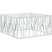 Super Merchant Salontafel 100x100x50 cm roestvrij staal en glas