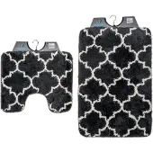 Wicotex - Badmat set met Toiletmat - WC mat met uitsparing Marseille Antraciet -Antislip onderkant