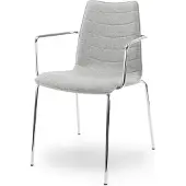 Workliving Verona Eetkamerstoel / Vergaderstoel met Armleuning - Lichtgrijs Wolvilt - Chroom onderstel