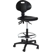 Workliving Werkstoel B PUR Hoog - Nylon onderstel - Wielen - Voetenring - Baliestoel - Kassastoel - (Ongemonteerd)