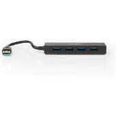 Nedis USB hub met 4 poorten - USB3.0 - busgevoed / zwart - 0,10 meter