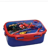Marvel Spiderman - - Blue Brooddoos - Lunchbox - Snackbox - Sandwich box. Afm: 17 cm x 12 cm x 7 cm.