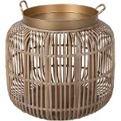 Clayre & Eef Bijzettafel Ø 60x56 cm Bruin Rotan Ijzer Rond Bruin