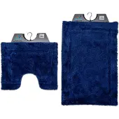 Wicotex Wicotex-Badmat set met Toiletmat-WC mat-met uitsparing blauw uni-Antislip onderkant