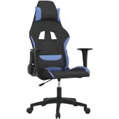 vidaXL Massage gamestoel stof zwart en blauw