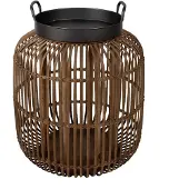 Clayre & Eef Bijzettafel Ø 51x60 cm Bruin Rotan Ijzer Rond Bruin