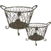 Clayre & Eef Opbergmand set van 2 Ø 41 cm bruin ijzer mand