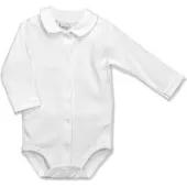 Babidu Romper/Body | Knoopjes voor| Lange Mouw | 1180 | Wit | Jongen | 12 maand | Maat 80