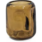 Kolony Waxinelichthouder Gezicht Glas Kaarshouder Theelichthouder - Roestkleur - Bruin - 7,4 x 7,4 x 8,3cm -