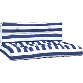 vidaXL Palletkussens 2 st stof gestreept wit en blauw