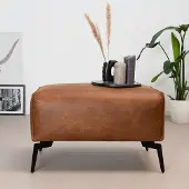 Livin24 Industriële hocker Vegas eco-leer cognac