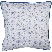 Clayre & Eef Kussenhoes 40x40 cm Wit Blauw Katoen Vierkant Roosjes Blauw