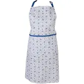 Clayre & Eef Keukenschort 70x85 cm Wit Blauw Katoen Roosjes Blauw