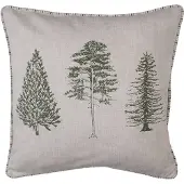 Clayre & Eef Kussenhoes 40x40 cm Beige Groen Katoen Vierkant Dennenbomen Beige