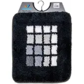 Wicotex - Bidetmat - WC mat - Toiletmat Zwart met witte blokjes - Badmat - Antislip onderkant - Afmeting 50x60cm