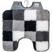 Wicotex - Toiletmat blokken Wit Grijs Zwart - Antislip onderkant - WC mat met uitsparing - Afmeting 50x60cm