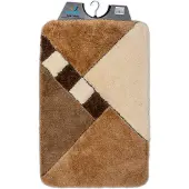 Wicotex - Badmat Taupe - Badmat - Beige geblokt - Antislip onderkant - Afmeting 60x90cm