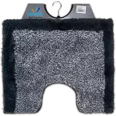 Wicotex - Toiletmat Grijs met Zwarte rand - Antislip onderkant - WC mat met uitsparing - Afmeting 50x60cm