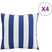 vidaXL Sierkussens 4 st gestreept 60x60 cm stof blauw en wit