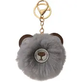 Juleeze Sleutelhanger Pompom Grijs Pluche Beer