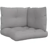 vidaXL Palletkussens 3 st stof grijs