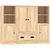 vidaXL Hoge kasten 3 st bewerkt hout sonoma eikenkleurig