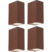 QAZQA Set van 4 wandlampen roestbruin 2-lichts IP44 - Baleno