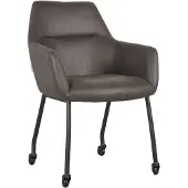 Label51 Lenny eetkamerstoel op wieltjes micro suede antraciet - set van 2 stoelen