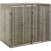 vidaXL Containerberging dubbel 140x80x117 cm poly rattan grijs