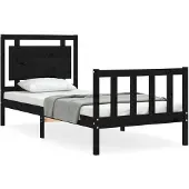 vidaXL Bedframe met hoofdbord massief hout zwart