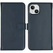 Selencia Echt Leren Bookcase voor de Apple iPhone 15 - Blauw
