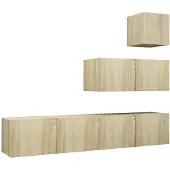 vidaXL 4-delige Tv-meubelset bewerkt hout sonoma eikenkleurig