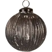 Clayre & Eef Kerstbal Ø 10x10 cm Grijs Glas Rond Kerstboomversiering Grijs Kerstboomversiering