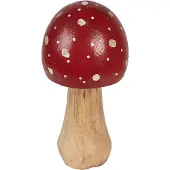 Clayre & Eef Decoratie Paddenstoel Ø 8x16 cm Rood Hout Rood
