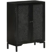 vidaXL Dressoir 55x30x77 cm massief mangohout en ijzer zwart
