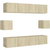 vidaXL 6-delige Tv-meubelset bewerkt hout sonoma eikenkleurig