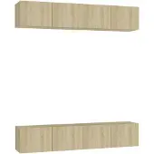 vidaXL Tv-meubelen 4 st 80x30x30 cm bewerkt hout sonoma eikenkleurig