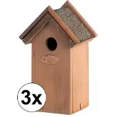 Esschert Design Vogelhuisje 3x Antiek S- Nestkastje - - Houtkleur - NK03x3